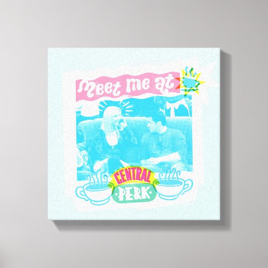 Ontmoet me bij Central Perk Neon Grafisch Canvas Afdruk (Voorkant)