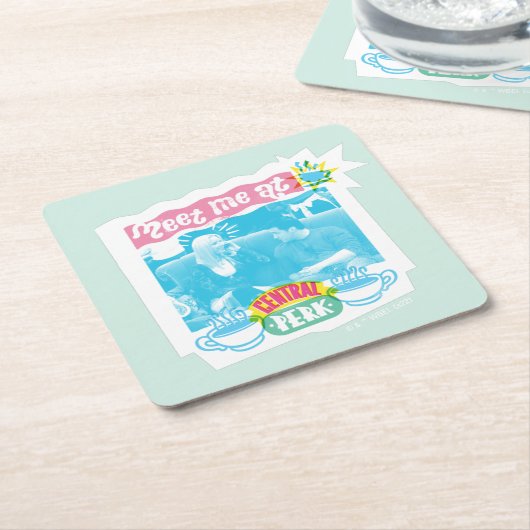 Ontmoet me bij Central Perk Neon Graphic Kartonnen Onderzetters (Schuin)