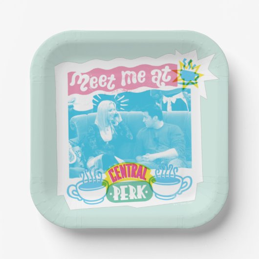 Ontmoet me bij Central Perk Neon Graphic Papieren Bordje (Voorkant)