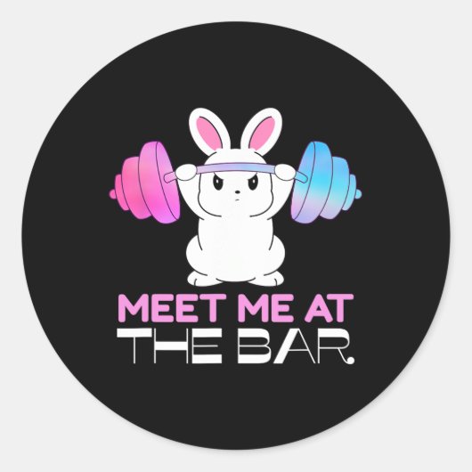 Ontmoet me bij de bar Barbell Bunny Funny Exercise Ronde Sticker (Voorkant)