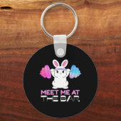 Ontmoet me bij de bar Barbell Bunny Funny Exercise Sleutelhanger (Voorkant)