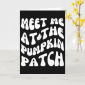 Ontmoet me bij de pompoenpatch Funny Halloween-bed Kaart (Gele Bloem)