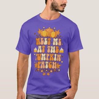 Ontmoet me bij de pompoenpleister  Retro Groovy T-shirt