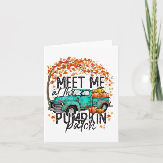 Ontmoet me bij de pompoenveld herfst najaar dankda kaart (Voorkant)