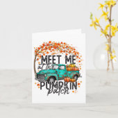 Ontmoet me bij de pompoenveld herfst najaar dankda kaart (Gele Bloem)