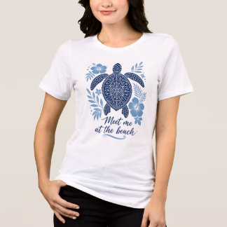 Ontmoet Me bij de Strand Zeeschildpad Tropische Zo Tri-Blend Shirt