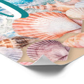 Ontmoet me bij de zeeschelpen en golven poster (Hoek)