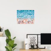 Ontmoet me bij de zeeschelpen en golven poster (Thuiskantoor)