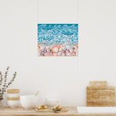 Ontmoet me bij de zeeschelpen en golven poster (Keuken)