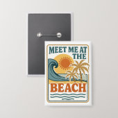 Ontmoet Me Bij Het Strand Retro Zomer Vakantie Button (Voorkant / Achterkant)