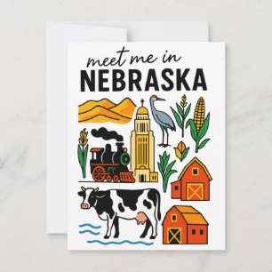 Ontmoet me bij New Nebraska Landmarks Icons Briefkaart