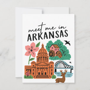 Ontmoet me in Arkansas Southern USA Doodle Landmar Briefkaart