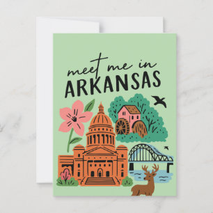 Ontmoet me in Arkansas Zuidelijke VS Retro Landmar Briefkaart
