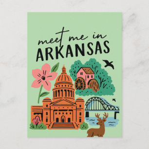 Ontmoet me in Arkansas Zuidelijke VS Retro Landmar Briefkaart