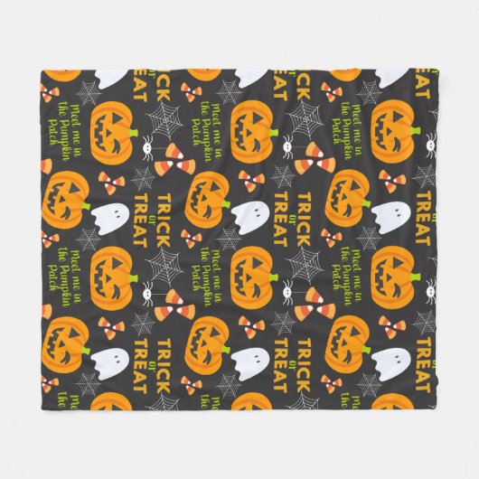 Ontmoet me in de pompoen patch Schattige Halloween Fleece Deken (Voorkant (Horizontaal))