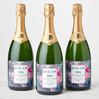 Ontmoet me in de tropen Verjaardag Meisjes Trip Va Sparkling Wijnetiket