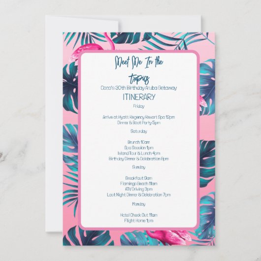 Ontmoet me in de tropen Verjaardagsreis Route Kaart (Voorkant)