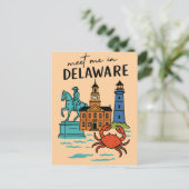 Ontmoet me in Delaware Dover kustgeschiedenis krab Briefkaart (Staand voorkant)