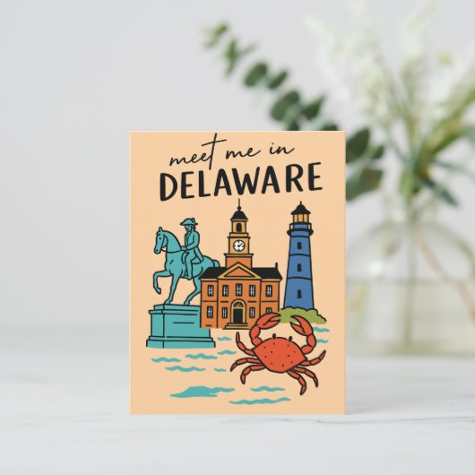 Ontmoet me in Delaware Dover kustgeschiedenis krab Briefkaart (Staand voorkant)