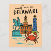 Ontmoet me in Delaware Dover kustgeschiedenis krab Briefkaart (Voorkant)