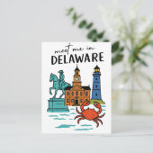 Ontmoet me in Delaware Dover kustgeschiedenis krab Briefkaart (Staand voorkant)