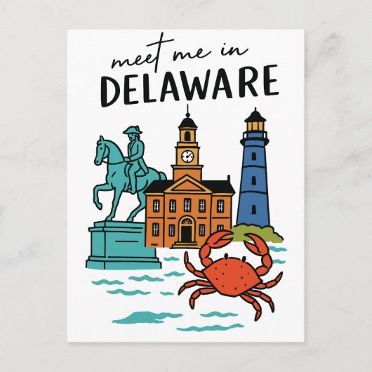 Ontmoet me in Delaware Dover kustgeschiedenis krab Briefkaart (Voorkant)