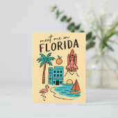 Ontmoet me in Florida Beach Vakantie Miami Flaming Briefkaart (Staand voorkant)