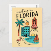 Ontmoet me in Florida Beach Vakantie Miami Flaming Briefkaart (Voorkant / Achterkant)