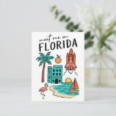 Ontmoet me in Florida Beach Vakantie Miami Flaming Briefkaart (Staand voorkant)