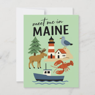 Ontmoet me in Maine Coastal New England Retro Briefkaart