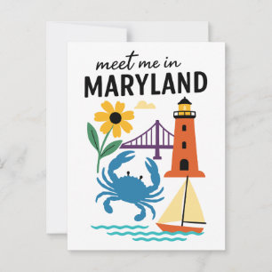 Ontmoet me in Maryland Vuurtoren Zeilboot Oostkust Briefkaart