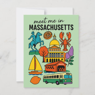 Ontmoet me in Massachusetts Boston Kreeft Retro Briefkaart