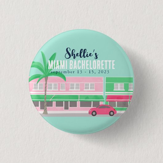 Ontmoet me in Miami Bachelorette Ronde Button 3,2 Cm (Voorkant)