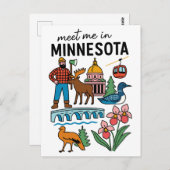 Ontmoet me in Minnesota Loon Moose houthakker icon Briefkaart (Voorkant / Achterkant)