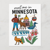 Ontmoet me in Minnesota Loon Moose houthakker icon Briefkaart (Voorkant)