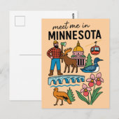 Ontmoet me in Minnesota Loon Moose houthakker icon Briefkaart (Voorkant / Achterkant)
