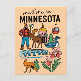 Ontmoet me in Minnesota Loon Moose houthakker icon Briefkaart