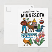 Ontmoet me in Minnesota Loon Moose Houthakkers Ico Briefkaart (Voorkant / Achterkant)