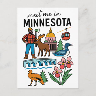 Ontmoet me in Minnesota Loon Moose Houthakkers Ico Briefkaart