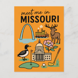 Ontmoet me in Missouri St. Louis Kansas City Retro Briefkaart