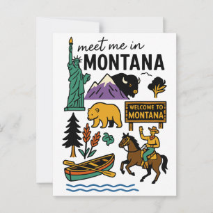 Ontmoet Me In Montana Wilde Dieren & Cowboy Staat Briefkaart
