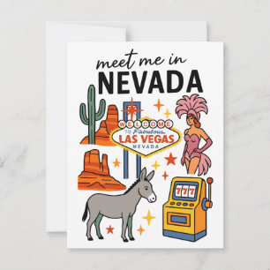Ontmoet me in Nevada Las Vegas Showgirl Ezel Briefkaart