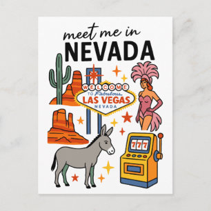 Ontmoet me in Nevada Las Vegas Showgirl Ezel Briefkaart