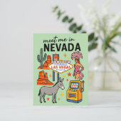 Ontmoet me in Nevada Las Vegas Showgirl Retro Briefkaart (Staand voorkant)