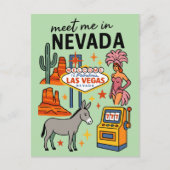 Ontmoet me in Nevada Las Vegas Showgirl Retro Briefkaart (Voorkant)