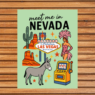 Ontmoet me in Nevada Las Vegas Showgirl Retro Briefkaart
