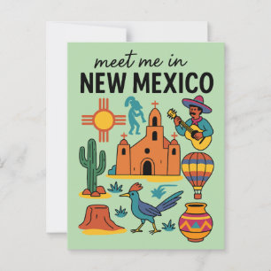 Ontmoet me in New Mexico Southwest Retro Briefkaart