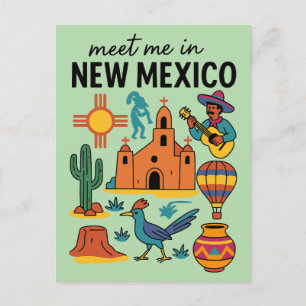 Ontmoet me in New Mexico Southwest Retro Briefkaart