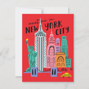 Ontmoet me in New York City Silhouet Landmerken Re Briefkaart