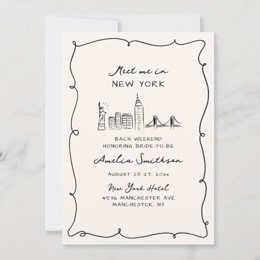 Ontmoet me in New York Hand getekende chique vrijg Kaart (Voorkant)